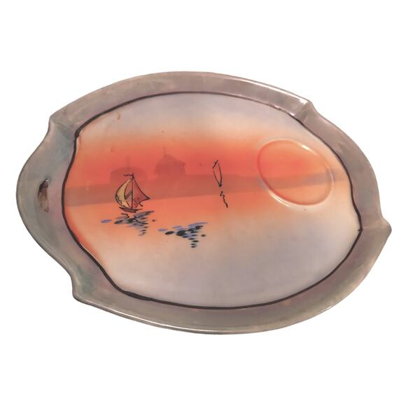 Vintage TT Takito Lustreware Plates Made in Japan Hand Painted Stamped set of 4 - Picture 5 of 9